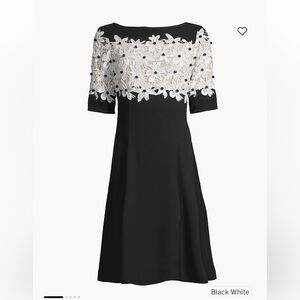 New Shani Size 12 Black & Cream Eyelet Floral Shortsleeve Fit & Flare Dress